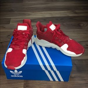 Adidas red eqt sneakers kids size 5, women size 7
